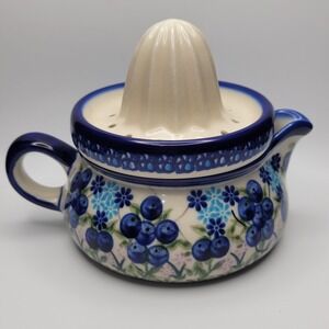 Kalich Polish Pottery‎ Citrus Juicer Unikat Blueberry Floral Julia D Boleslawiec